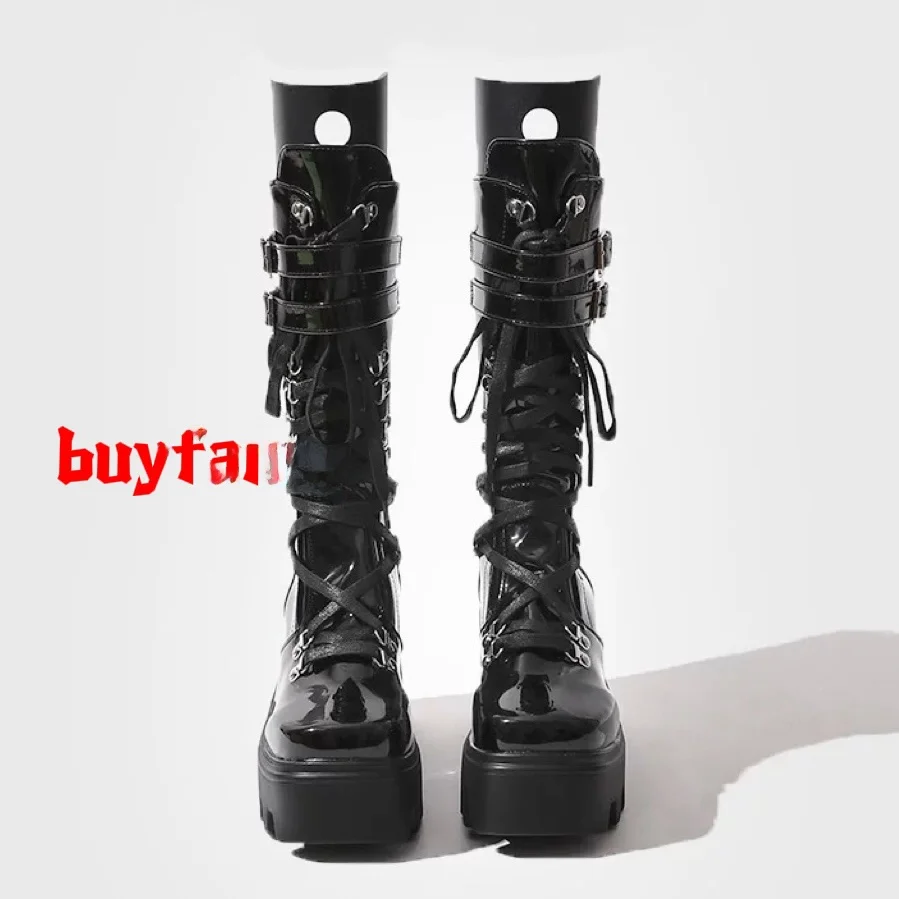 

Y2K Punk Sle Thi Bot Platform Boots Women's New 2025 Versatile ort Booties Heightening Slimming PU Material