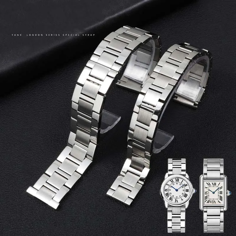 Luxurious 316L Stainless Steel bracelet For TANK solo wristband 16mm 17.5mm 22mm 20mm 23mm silver brand Straps BAND