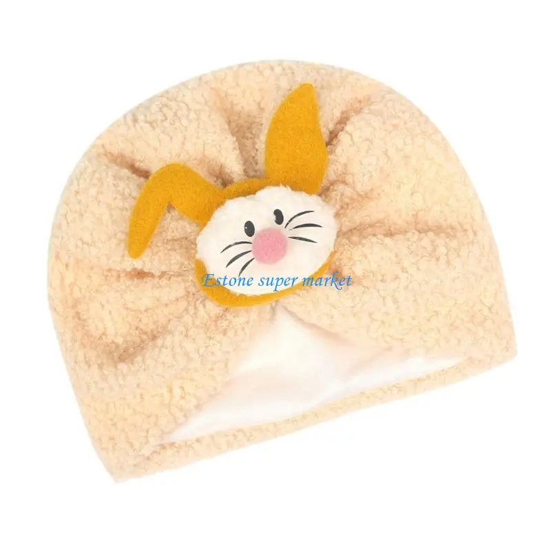 090B Winter Nursery Hospital Turban Hat Double Layer Baby Caps Headwrap Soft Warm Bonnet Caps for Infant Newborn