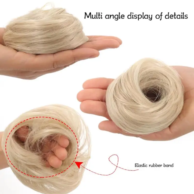 Synthetic Straight Donut Chignon Hairpieces Ombre Elastic Updo Chignon Fluffy Messy Scrunchies Hair Bun For Women