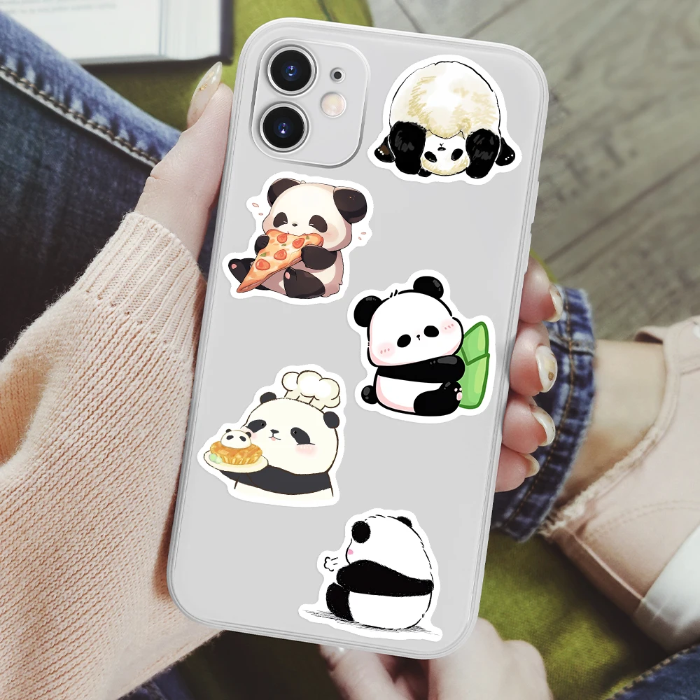 Cute Cartoon Panda Adesivos, Diversão em aquarela, DIY Gift, Decalque para laptops, telefones, Scrapbook, bagagem, decorativo, impermeável