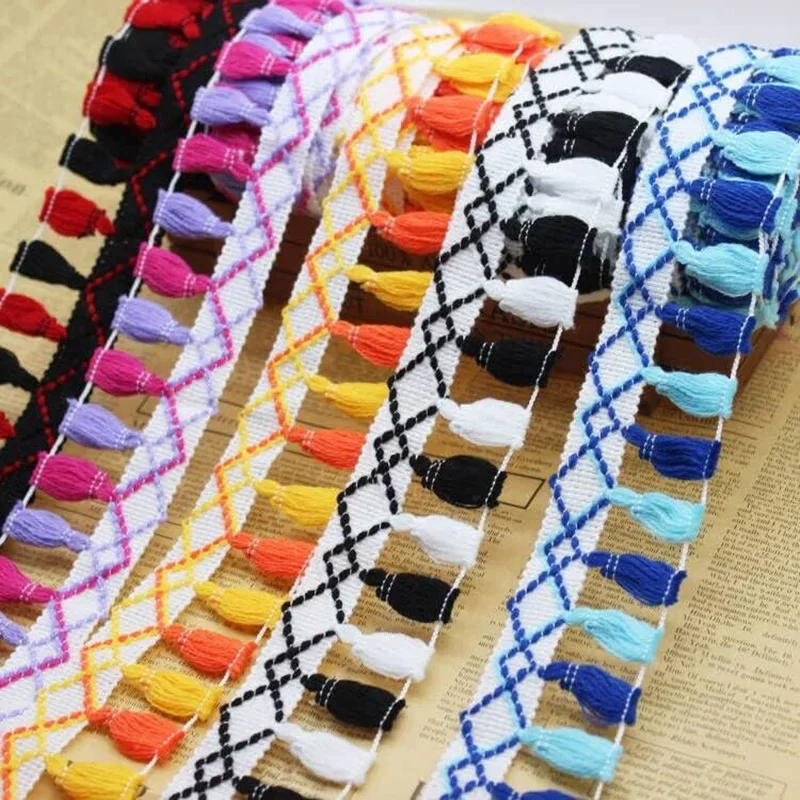 1Yard Tassel Lace Trim Tassel Fringe Lace Curtain Embroidery Tassels Garment Lace Ribbon for Wedding DIY Craft Sewing Accessorie