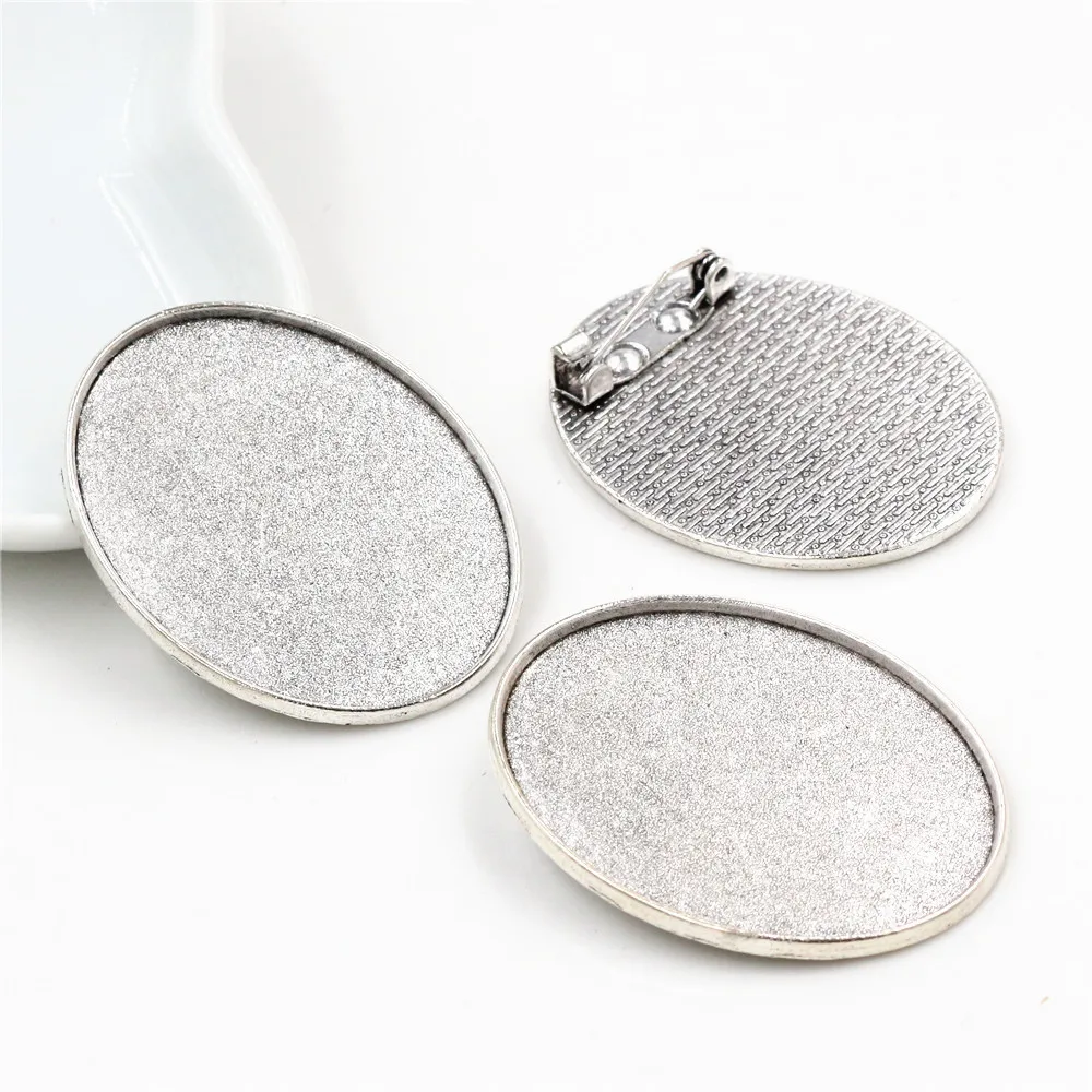 New Fashion  5pcs 30x40mm Inner Size Antique Silver/Bronze/Black Pin Brooch Simple Style Base Setting Pendant