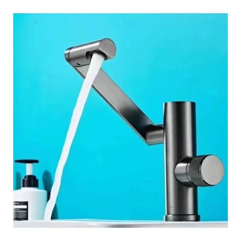 

Modern Design Deck Mounted Digital Thermostatic Bathroom Faucet Brass Material Universal Rotating Basin Faucet for Home Use