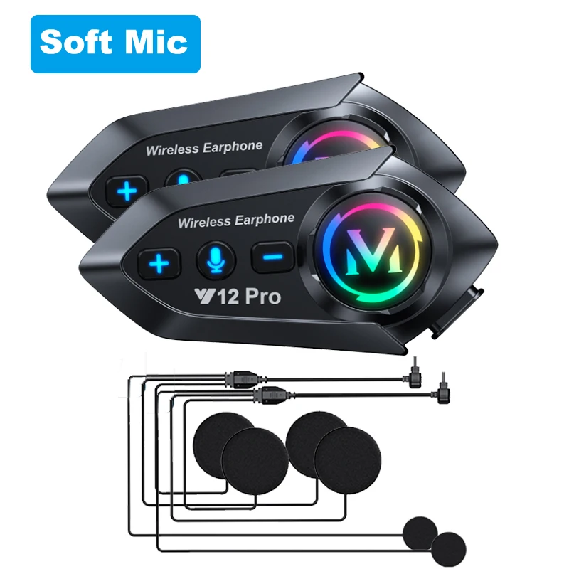 XINOWY Y12 Pro Motorradhelm Bluetooth Headset Intercom Entfernung 500M IP56 Staub und wasserdicht Sprachassistent Mischen Musik Teilen 6