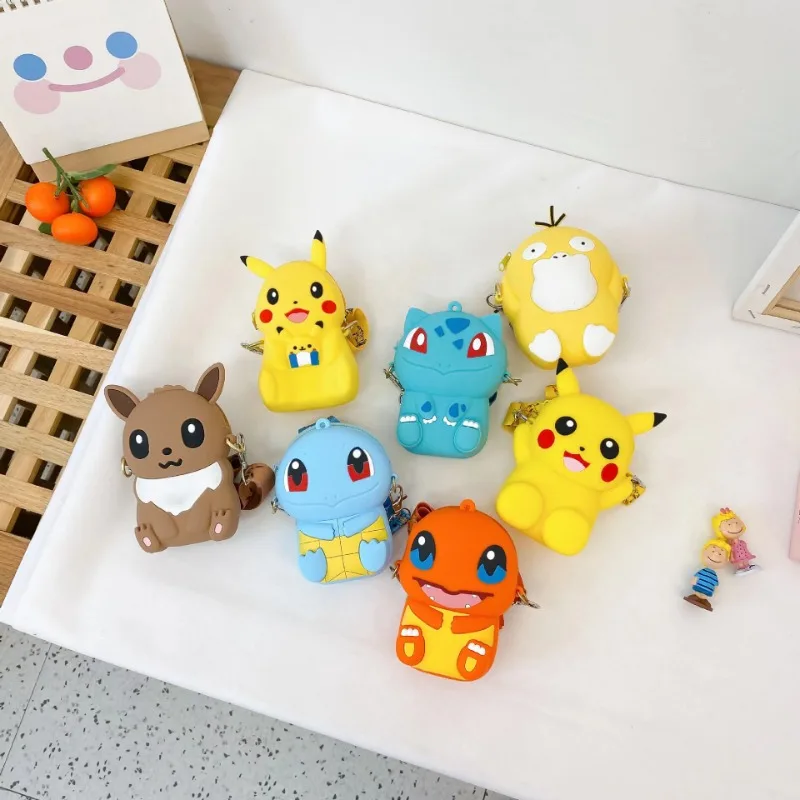 Pokemon Geldbörse Anime Pikachu Nette Mode Tasche Prinzessin Kleine Lagerung Silikon Geldbörse Messenger Cartoon Figur Modell Spielzeug Kinder Geschenk