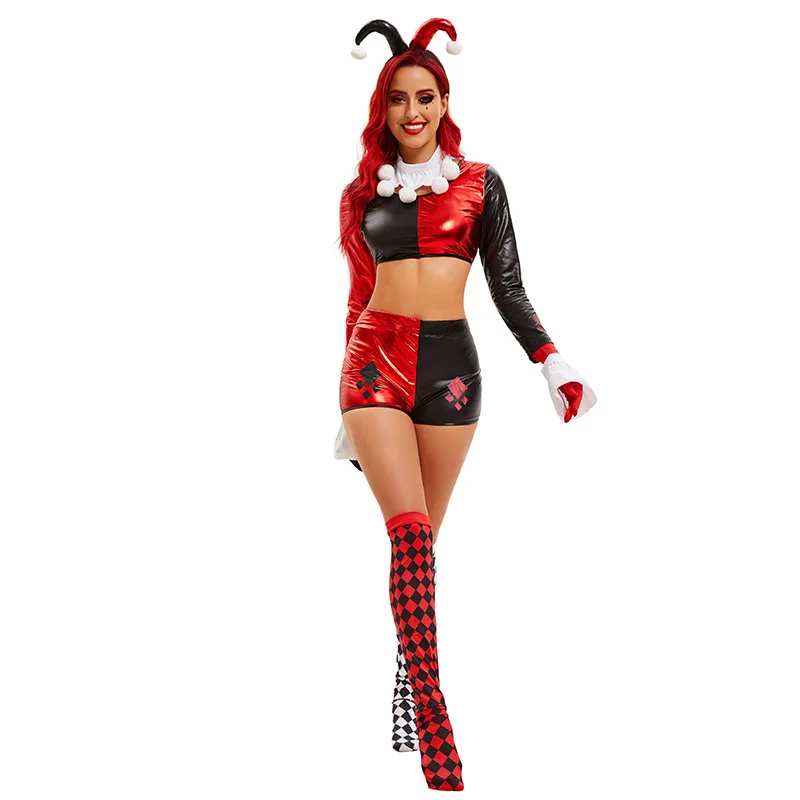 Costume de Clown Cosplay pour Femme, Tenues de Joker, Halloween, Carnaval, Spectacle de Cirque, Combinaisons pour Femmes
