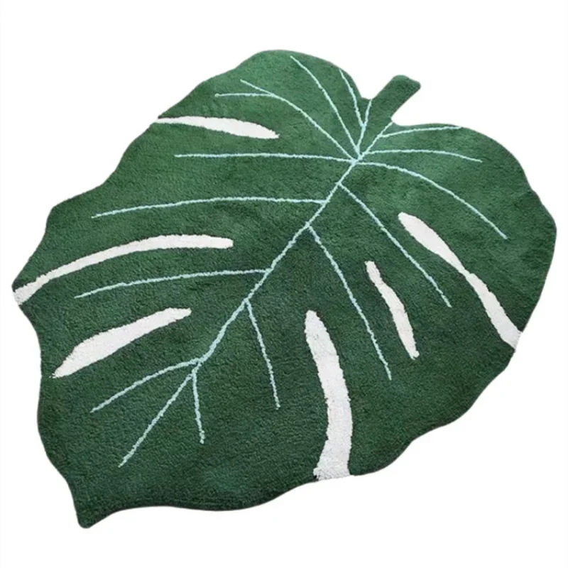 Top Quality Ins Irregular Leaf Soft Carpet Coffee Table Carpets Living Room Decoration Bedroom Green Mats Kids Bedside Area Rug