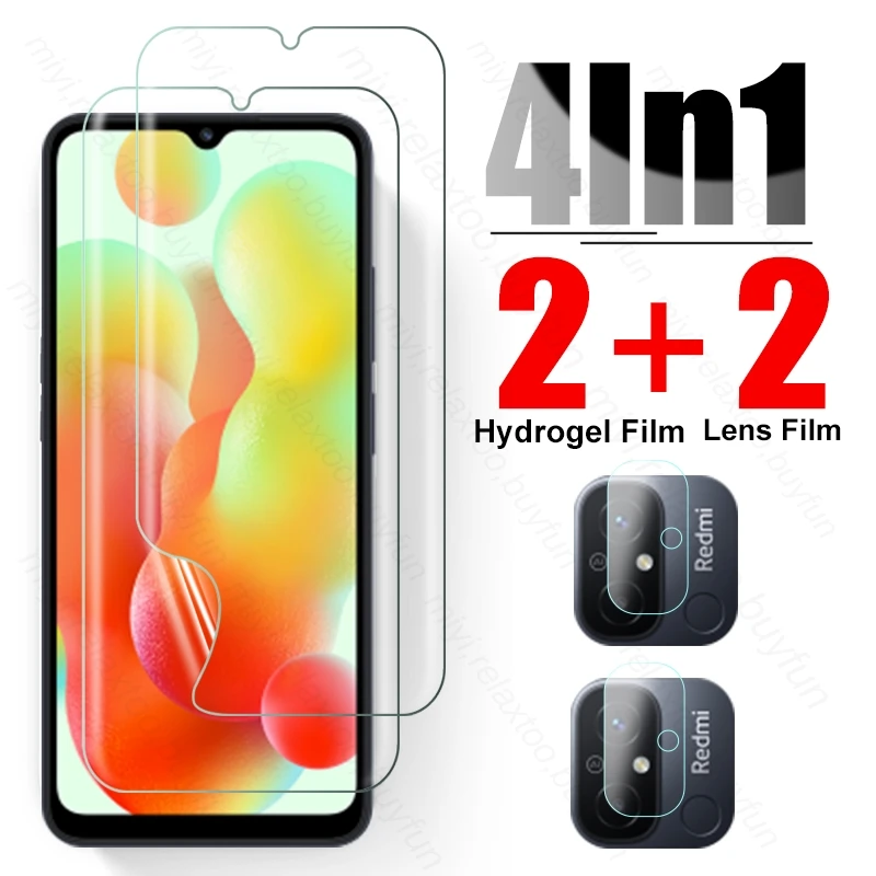 4 In 1 Camera Glass Soft Hydrogel Film For Xiaomi Redmi 12C 12 C 4G 22120RN86G 6.71