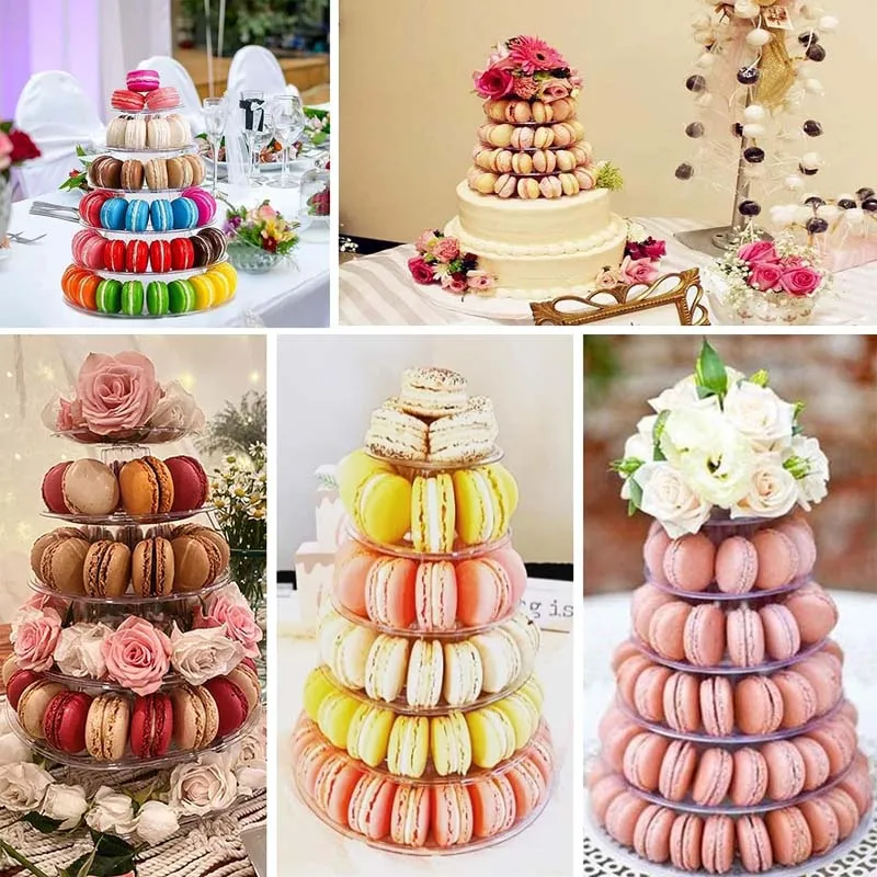 4/6 Tier Macaroon Pyramid Macaron Tower Display Stand For Macaron Cupcake Fondant Cake Stands Wedding Birthday Cake Decorating