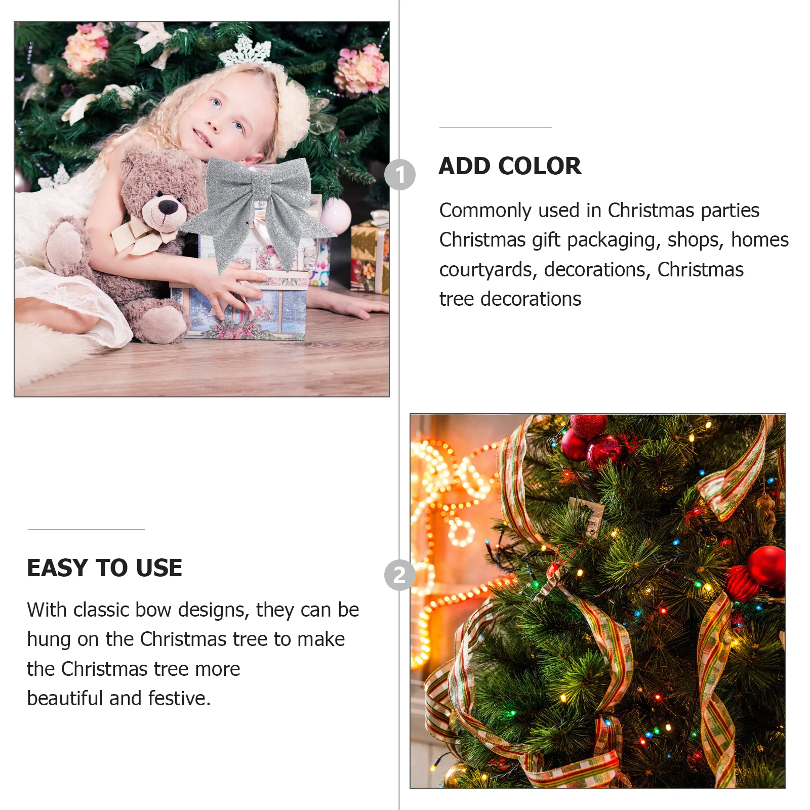 

1Pcs Christmas Bow Decoration Gold Dust Finish Shining DIY Ornaments for Tree Home Party Decor Xmas Bows Pendant