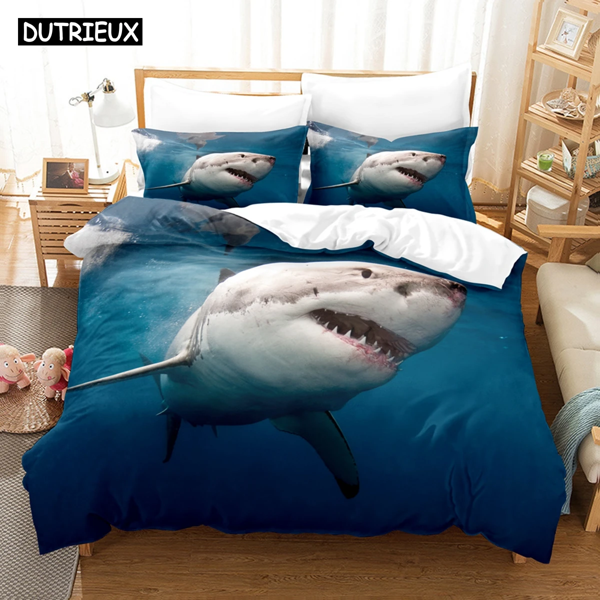 

3D Shark Series Bedding Sets Duvet Cover Set With Pillowcase Twin Full Queen King Bedclothes Bed Linen