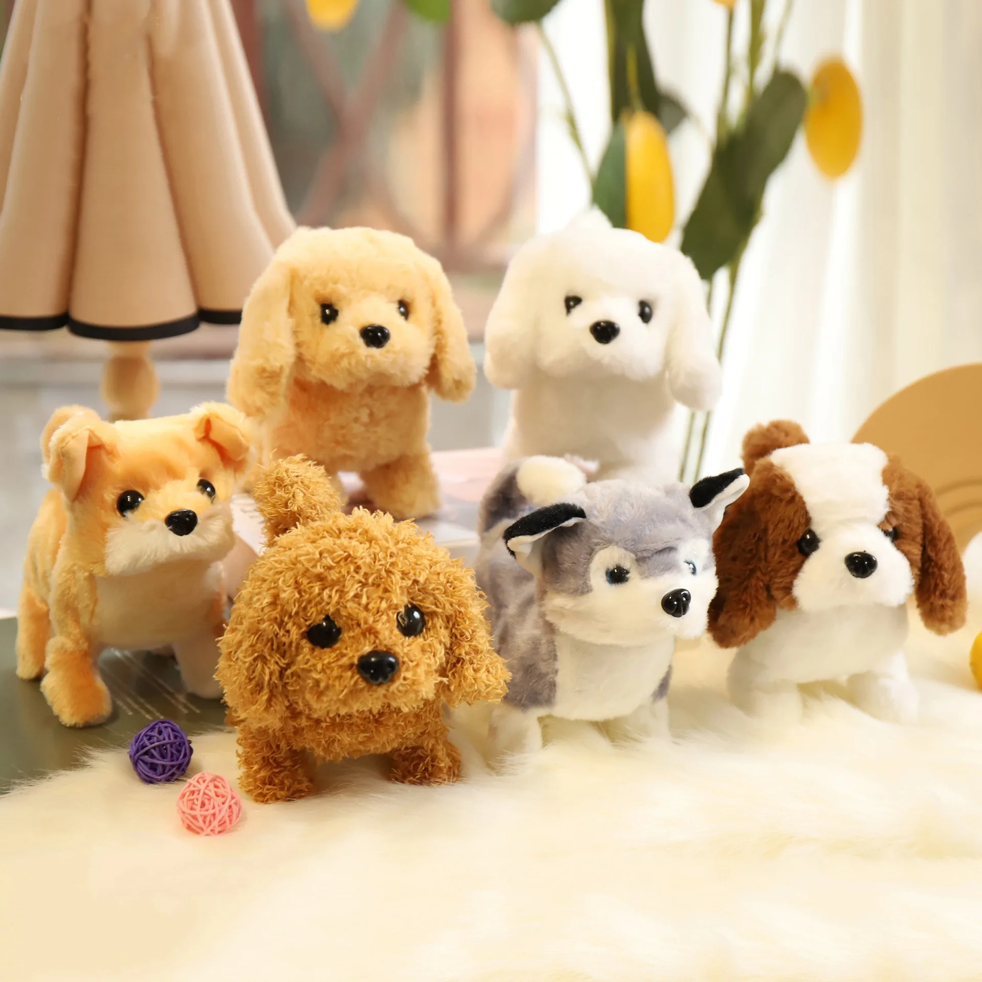 Filhote de cachorro robótico interativo – Caminhada realista, latido, dançando e rolamento, cachorro de brinquedo eletrônico, presente ideal para crianças