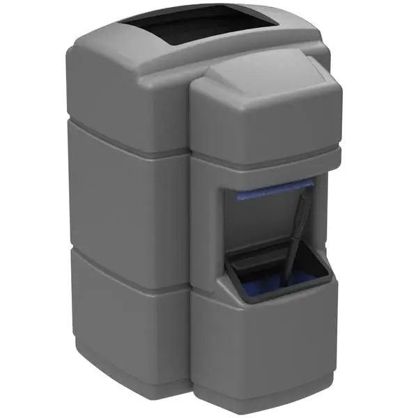 

Compost Bin, 40 Gallon Gray Rectangular Open Top Waste Container with Paper Towel Dispenser, Squeegee, and Windshield, Custom