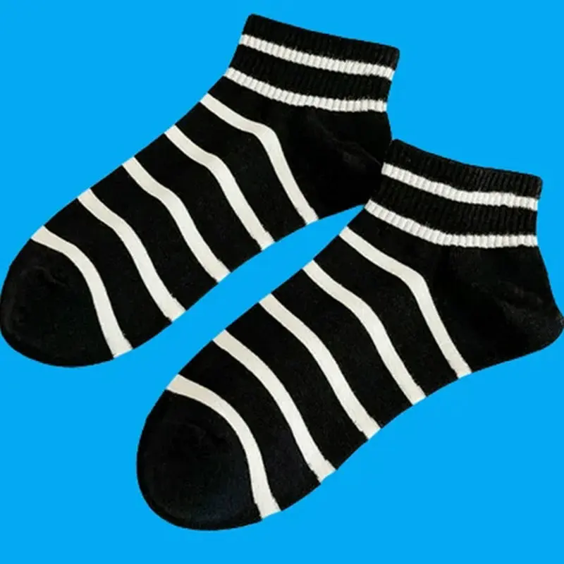 Chaussettes Courtes à Rayures en Polyester pour Femme, Accessoire Polyvalent, Confortable, de Loisirs, à la Mode, d'Été, de Haute Qualité, 5/10 Paires