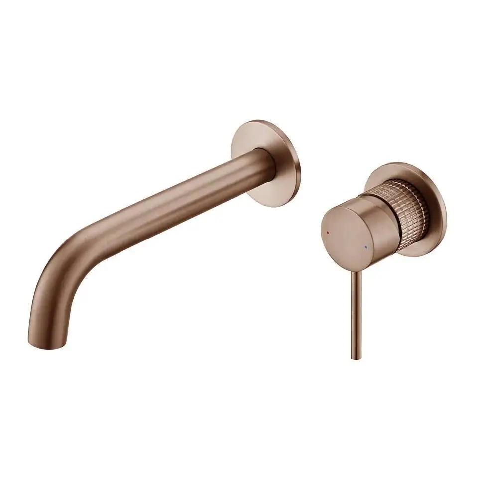 

Brushed Rose Gold Brass Bathroom Basin Faucet Wall Mounted Single Hole Hot Cold Water Tap