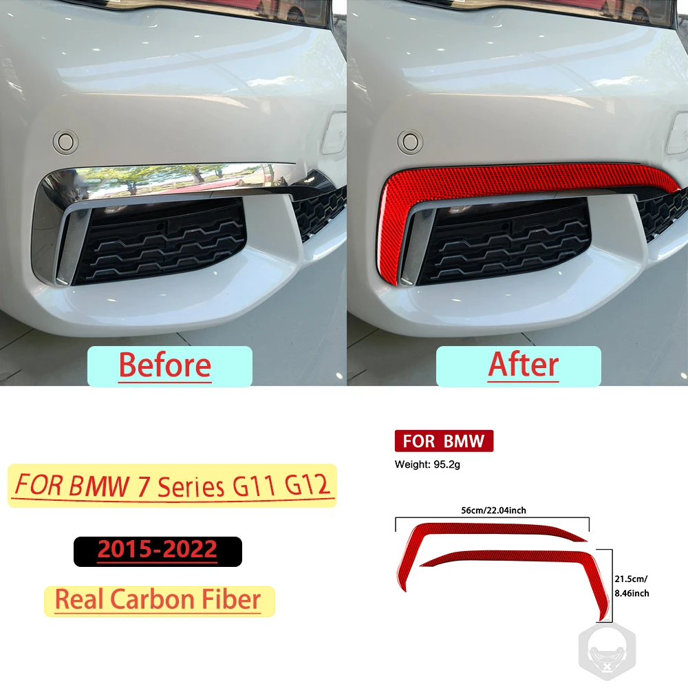 For BMW 7 Series G11 G12 2015–2022 Front bumper lip spoiler panel Trim Real Soft Carbon Fiber Interior Car Accessories Stickers