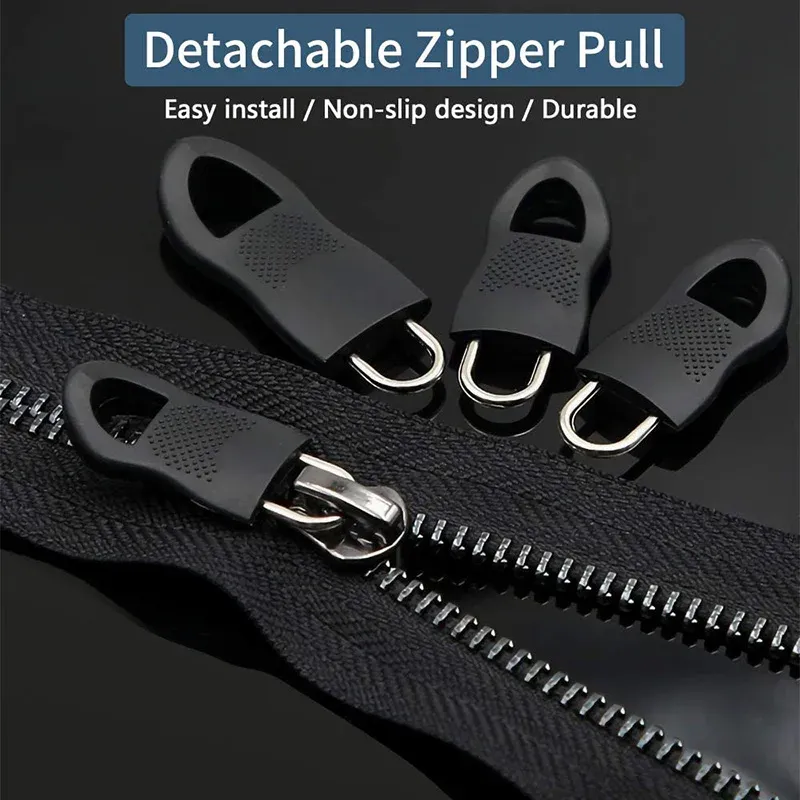  5/10Pc Replacement Zipper Slider Pull Puller End Fit Rope Tag Clothing Zip Fixer Broken Buckle Zip Cord Tab for Luggage Backpack 