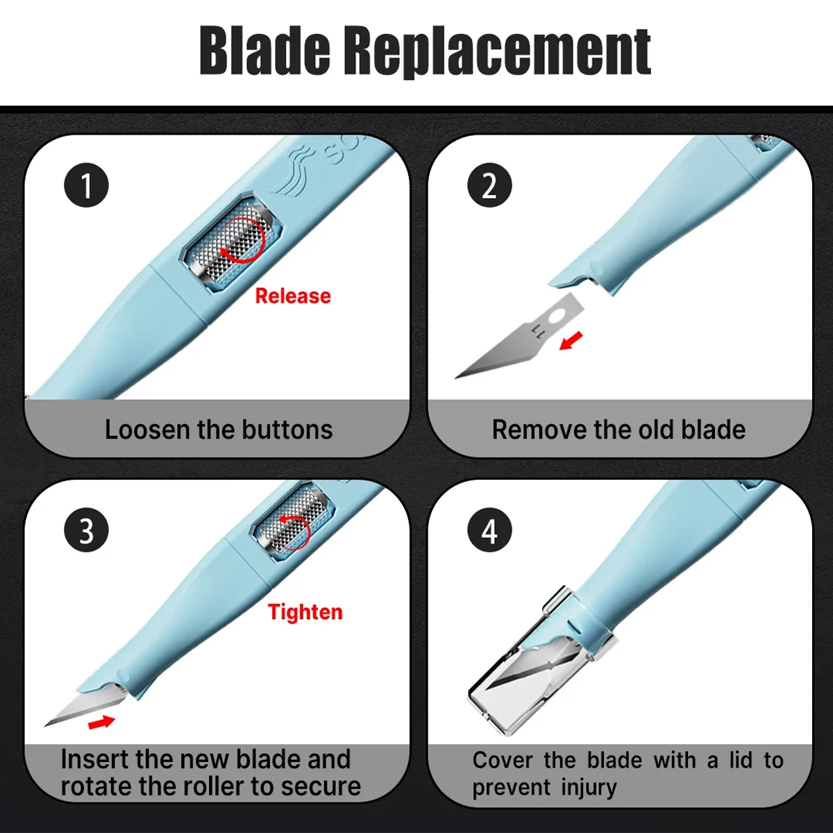 Scimaker Solid Color Precision Craft Knife with Blade Storage - Knife Hobby Knife with 5 Extra #11 Blades for Crafting DIY