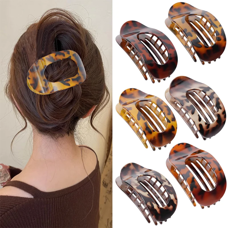 

Flat Claw Clips Korean Style Acetic Acid Hair Clip Hair Accessories Women's Spoon Leopard Hair Clip Top Clip Simple Headpiece