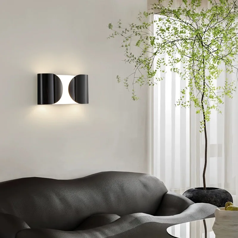 Imagem -05 - Flos Foglio Conduziu a Lâmpada de Parede Moderna Arandela Luz Decoração Interior para o Quarto Cabeceira Preto Ouro Branco Metal Lâmpada Parede