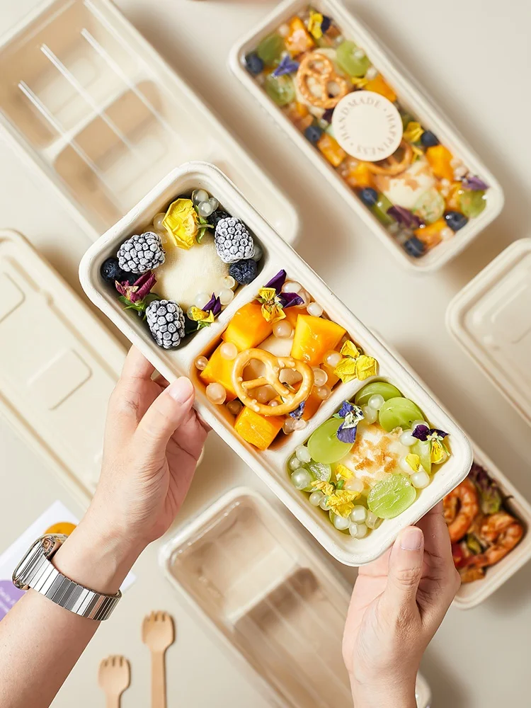 

Одноразовый ланч-бокс для пикника, коробка для фруктов, легкая еда, лед, йогурт, сепаратор льда, весенняя прогулка, пикник, двойной идентификатор...