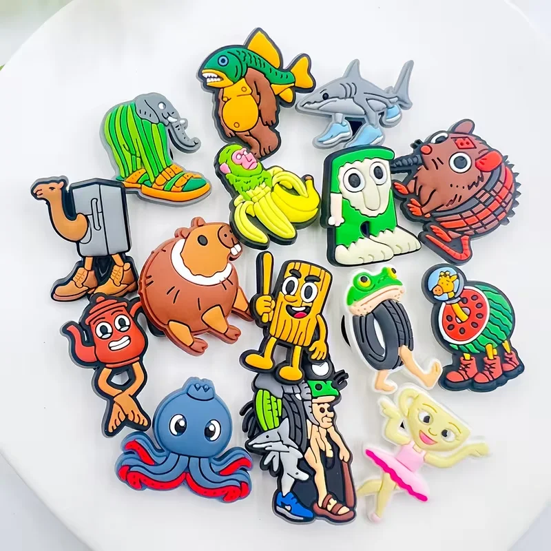 16 pieces of Italian Brainrot character pendants suitable for shoes, beach bags, wristbands - detachable DIY accessories|