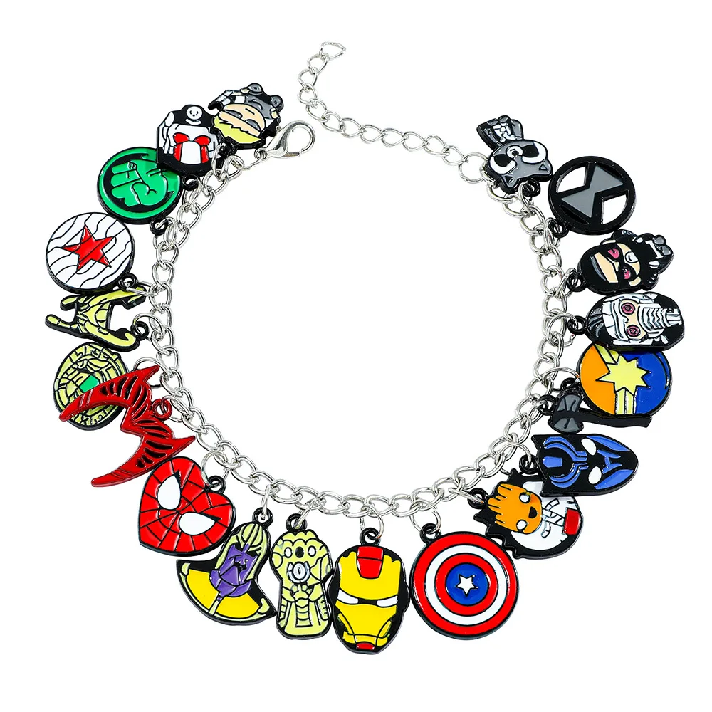 Vintage Silver Color Charms Bracelets for Women, DIY, Marvel, Spiderman, Thor, Iron Man, Brand Bracelets, Jewelry