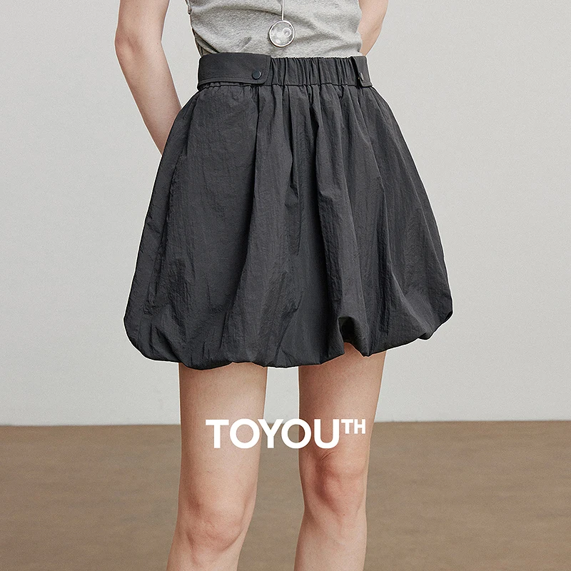 

TOYOUTH Women Skirt 2025 Summer New Summer New Sunscreen Nylon Elastic Waist Bud Mini Skirt 8520080