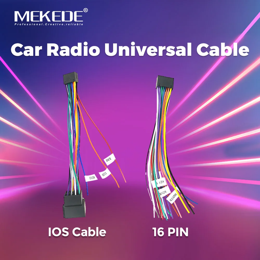 MEKEDE 16 Pin ISO Cable 2 Din Stereo Car Radio Player Accessories for Kia VW Suzuki Hyundai Honda Toyota Nissan Mitsubish Ford