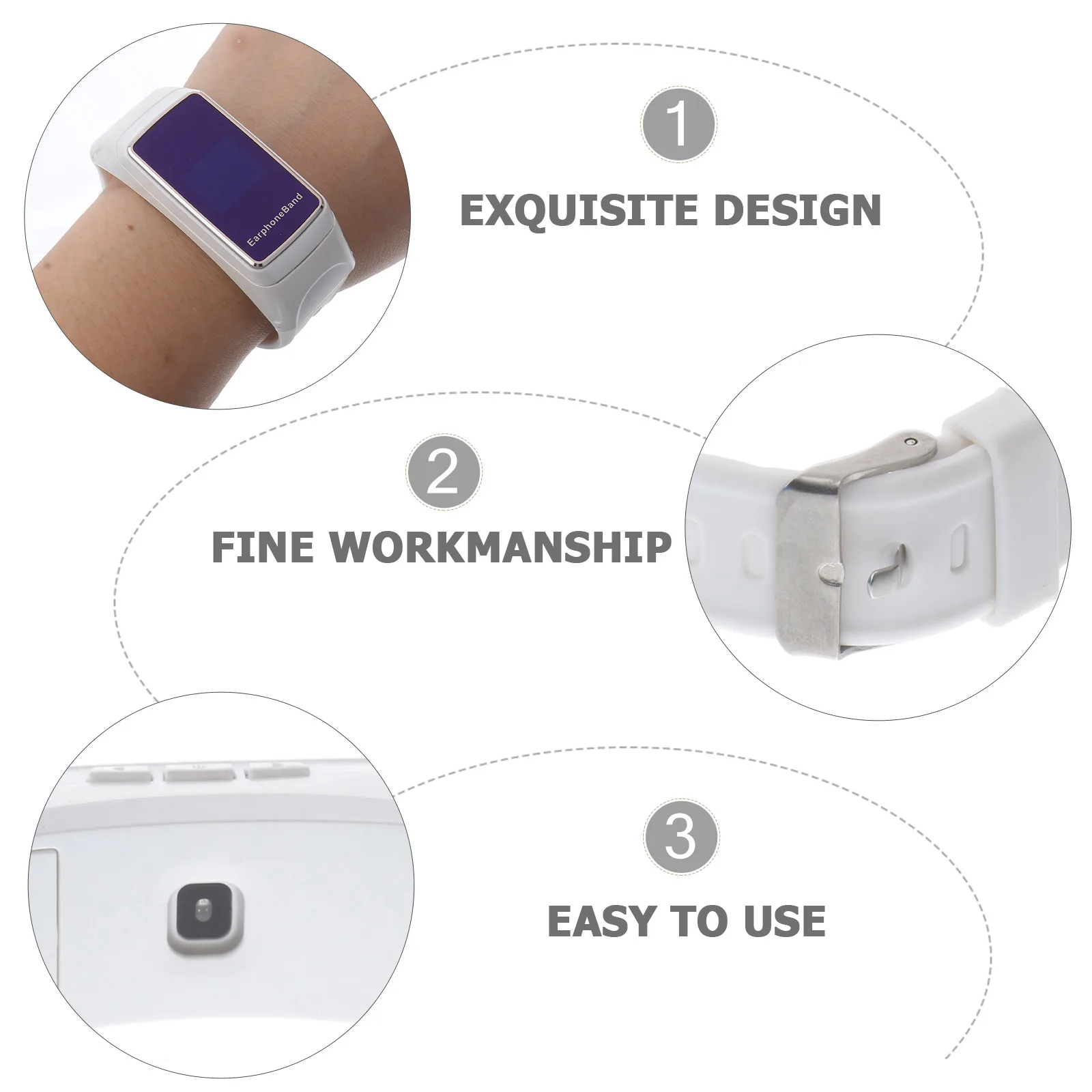 

Smart Watch Wristbands Headphone Bracelet Sports White Waterproof Fitness Equipment Smart Band