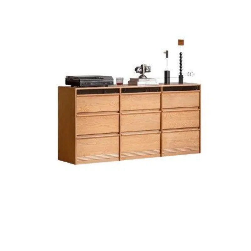household bone line, chest of drawers, bedroom, cherry wood storage side cabinet, black label nine-bucket cabinet