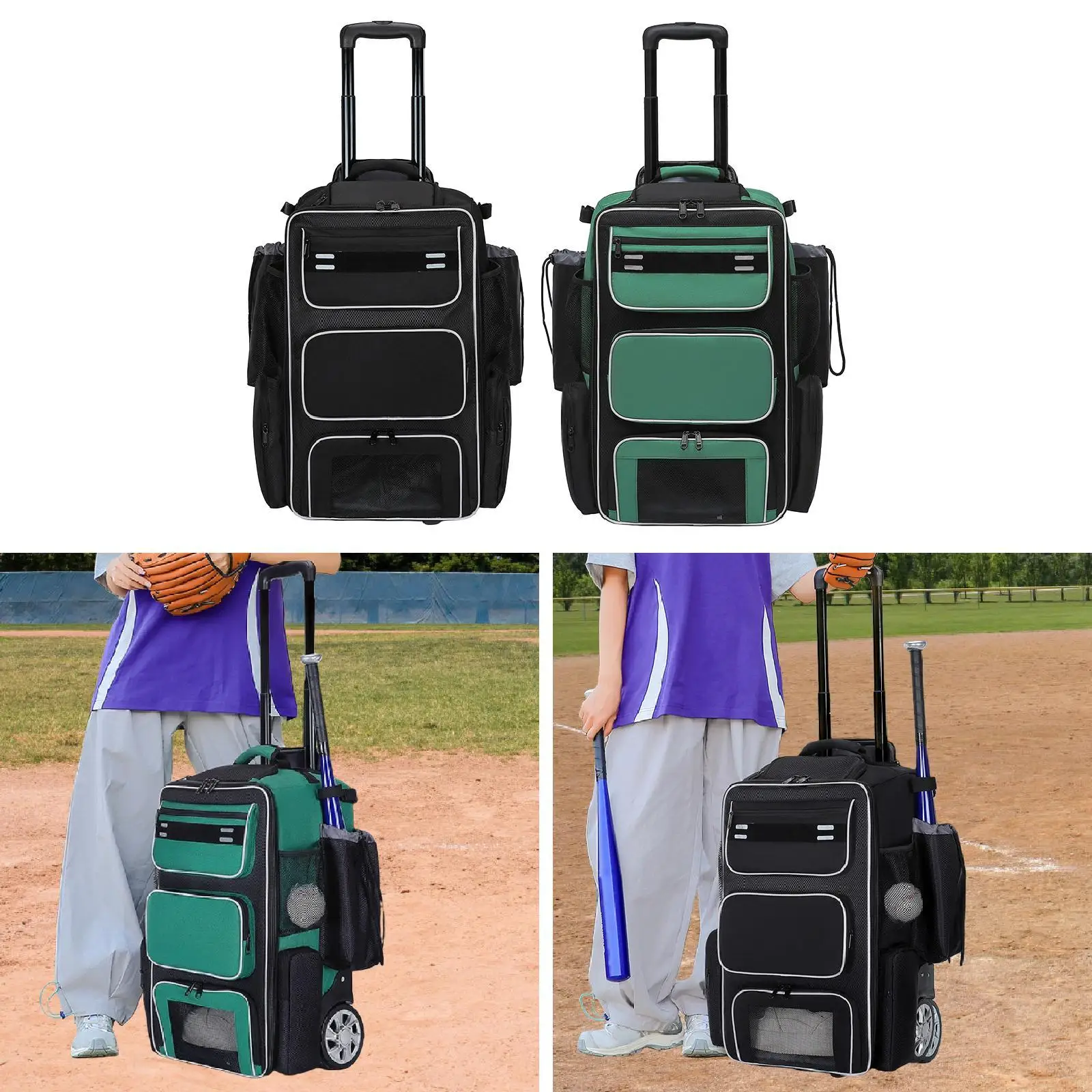 Tas Baseball Beroda dengan Kompartemen Sepatu untuk Perlengkapan Catcher