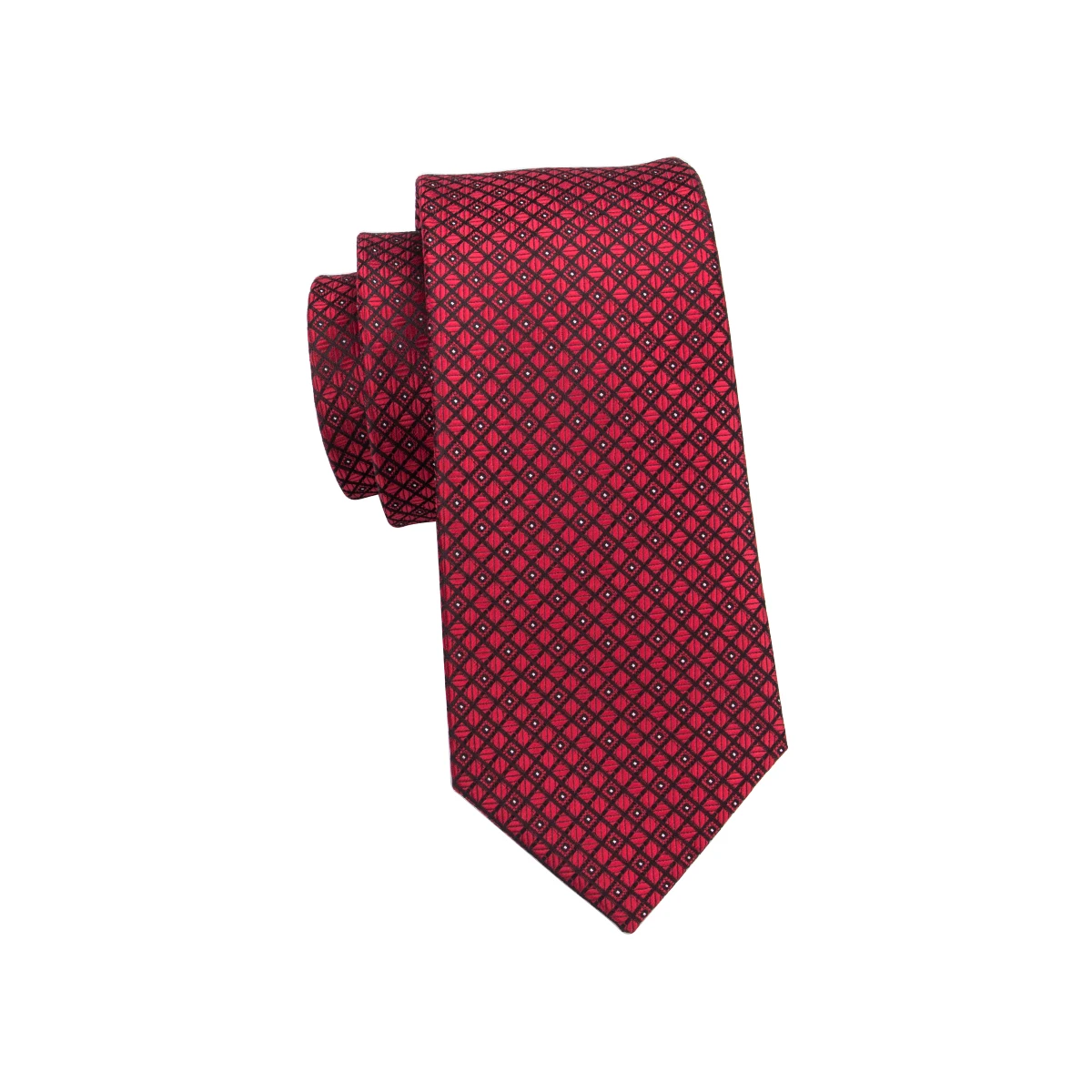 Hi-Tie-corbata de boda de seda a cuadros roja y burdeos para hombre, gemelos prácticos, regalo, corbata para hombre, moda, fiesta de negocios, Dropshiping