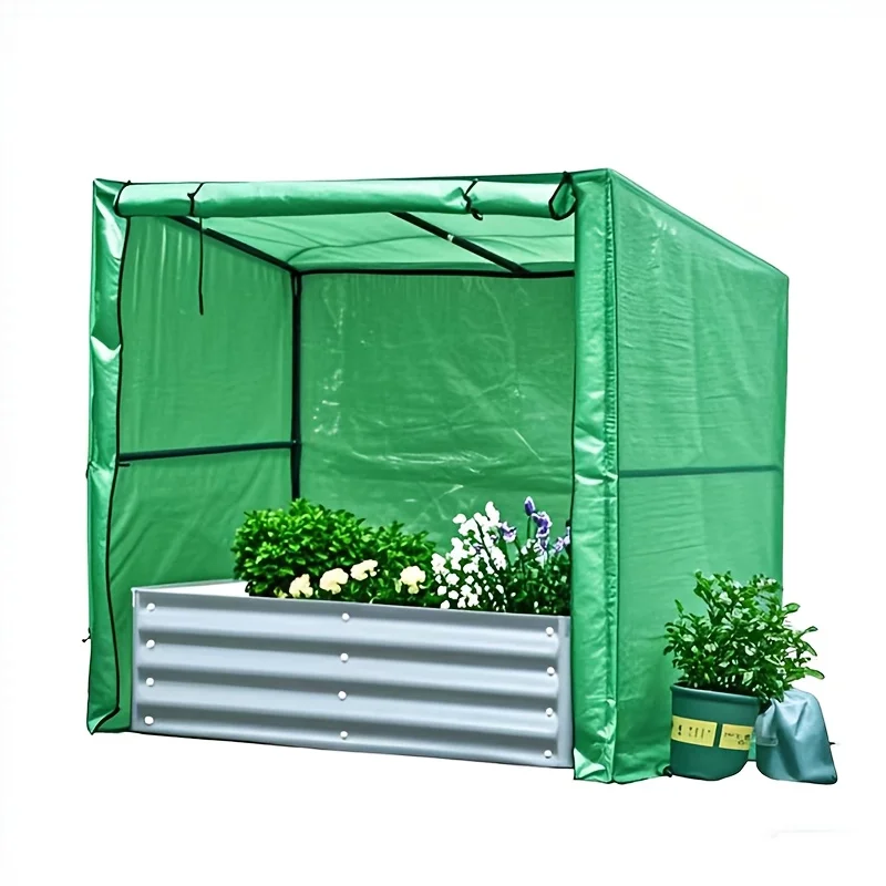 Galvanized Raised Garden Bed with Waterproof Cover Small Mini Portable Antifreeze Greenhouse Kit for Metal Planter Box
