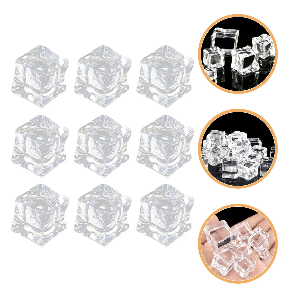 50 Pcs Ice Cubes for Decoration Clear Fake Props Artificial Acrylic Transparent