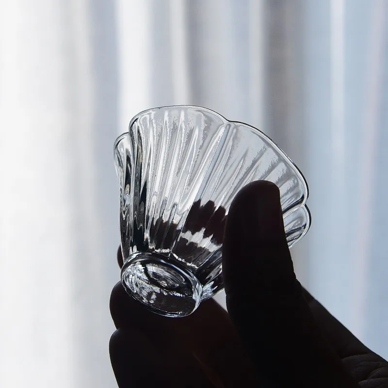 الزجاج الجنكة ورقة فنجان شاي مجموعة كأس النبيذ مقاومة للحرارة غونغ فو Teaware اليابانية الكلاسيكية أكواب مياه كأس للنبيذ الأبيض النار