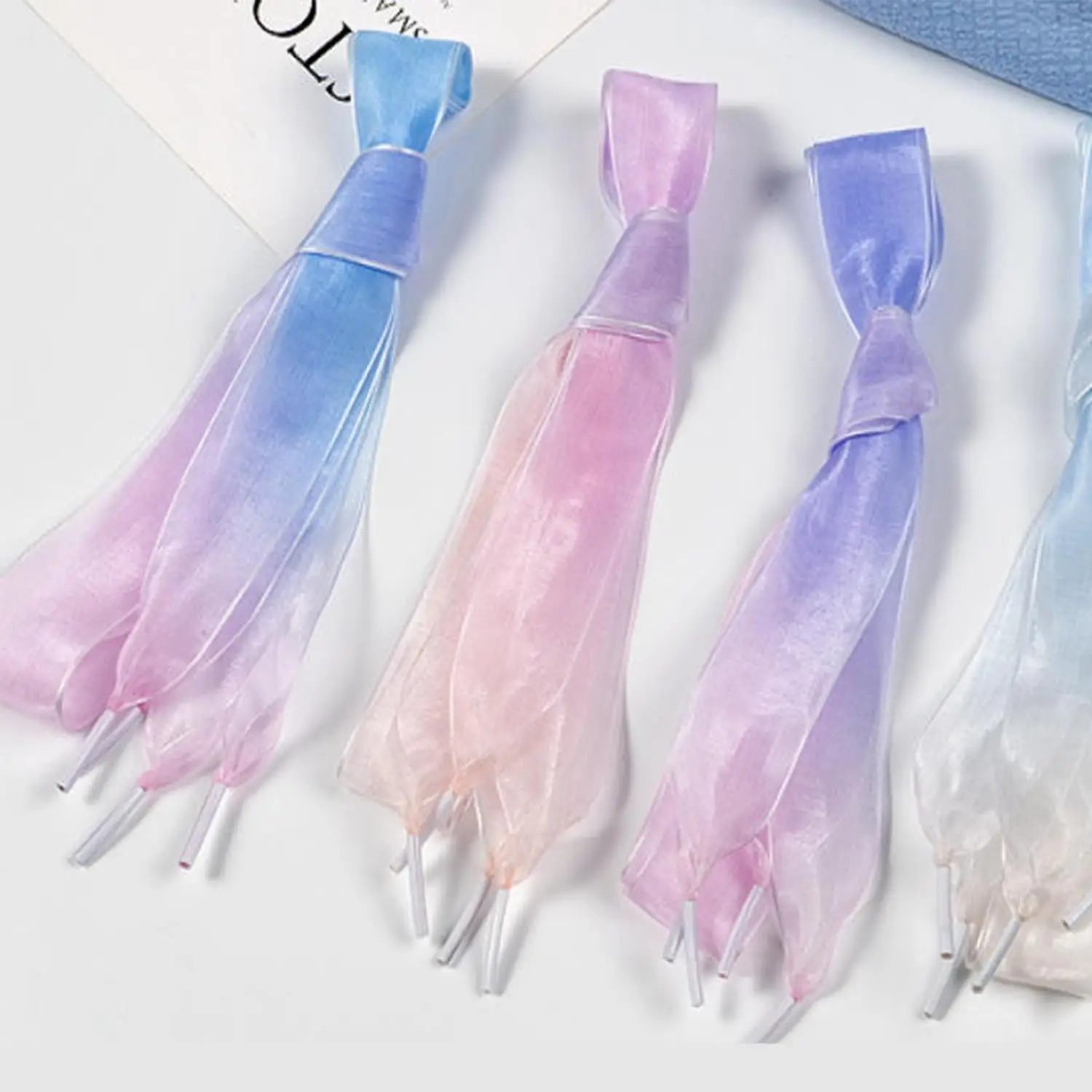 جديد عرض شقة الحرير رباط الحذاء الشيفون الغزل أربطة الحذاء أحذية رياضية حبل حذاء كبير القوس الأربطة للأحذية 120 سنتيمتر إكسسوارات أحذية #6