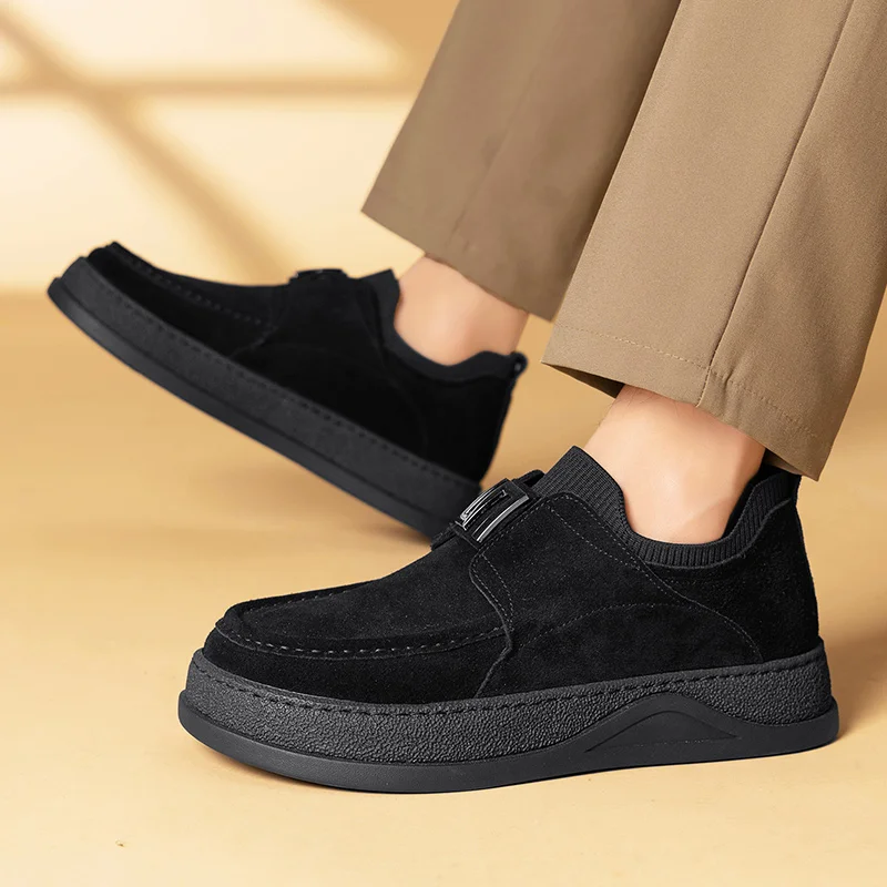 

Autumn Wide Toe Spring New 2025 Men's Fashion Versatile Single Short Boots Soft Leather Men's Boots Zapatillas De Deporte 39-44