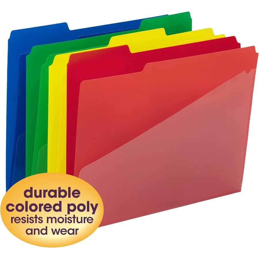 مجموعة مجلدات ملفات Smead Poly مع جيوب مكونة من 12 مجلدًا بلاستيكيًا للمستندات، علامات تبويب مقطوعة، مجلدات ملفات بحجم حرفي متنوعة Pri