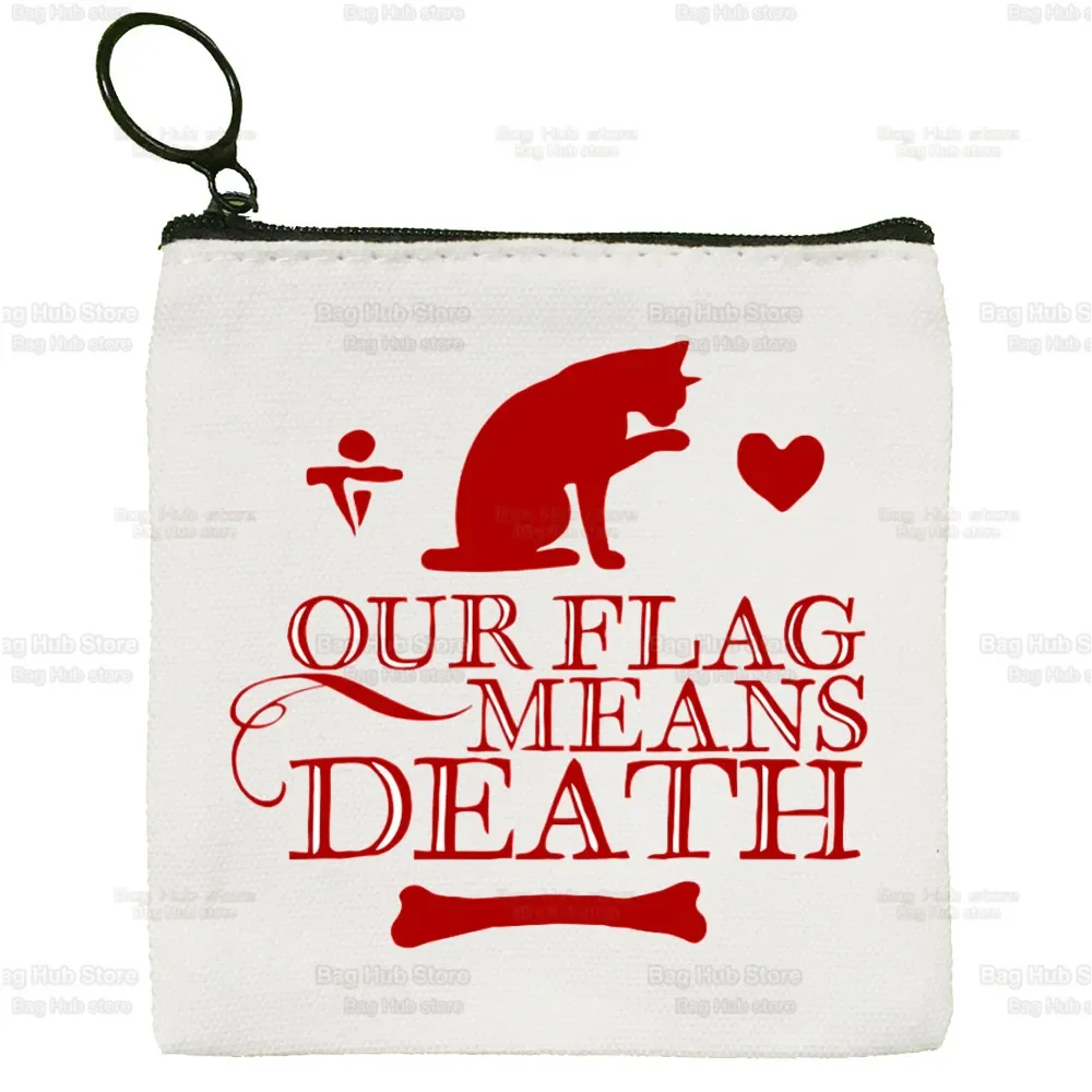 Our Flag Means Death Cat Flag Coin Purse Vintage Mini Wallet Change Pouch Household Portable Keys Card Storage Card Bag Zipper