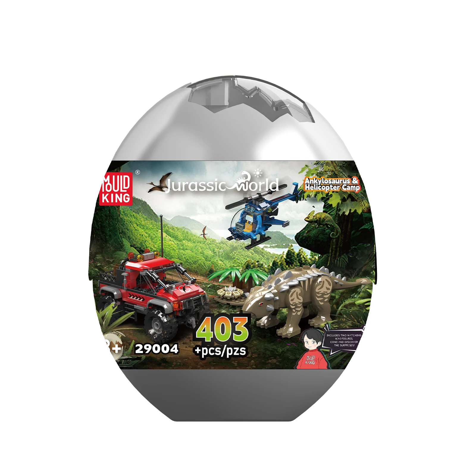 モールドキング 29004 403ピース アンキロサウルス ヘリコプターキャンプ 恐竜の卵 モデルキット 小型ブロック 知育玩具 子供向け