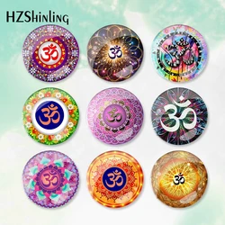 2023 New Om Indian Sacred Sound Pattern round Button Badge Brooch For Clothes Backpack Decoration Pin Jewelry