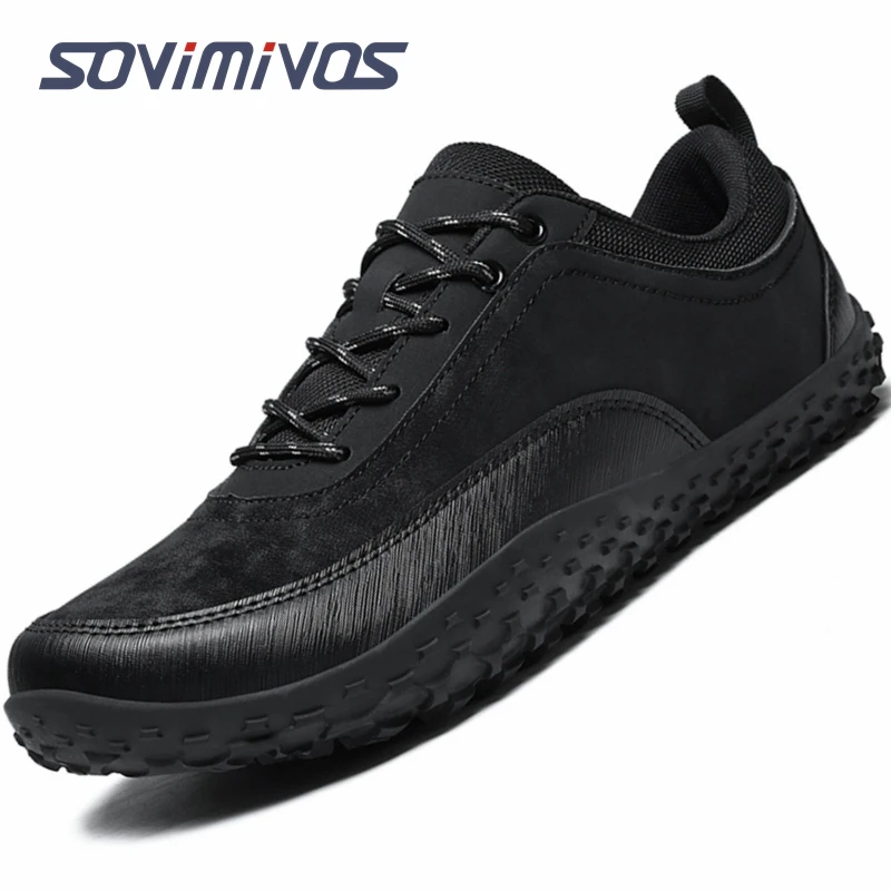 Casual Wide Toe Box Shoes Zero Drop Barefoot Shoe Men,Minimalist Trail Running Shoe,Non-Slip Fashion Walking Hiking Shoes Unisex