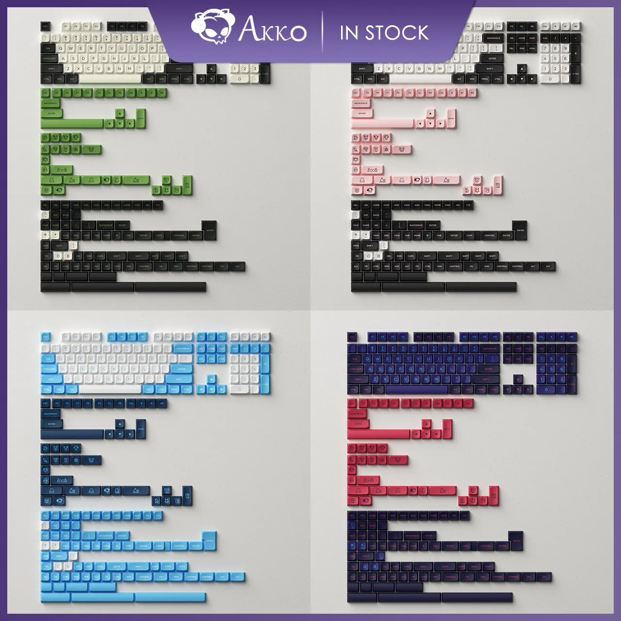 MDA-Juego de teclas PBT, 227-Key UNC Blue/Panda/Neon/Olivia ANSI/ISO, diseño para teclados mecánicos MX, teclas personalizadas