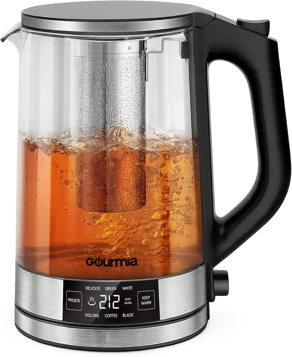 

Programmable Digital Glass Kettle – 1.7L Adjustable Temperature Electric Kettle with 6 Presets, Keep Warm, Stainless Steel
