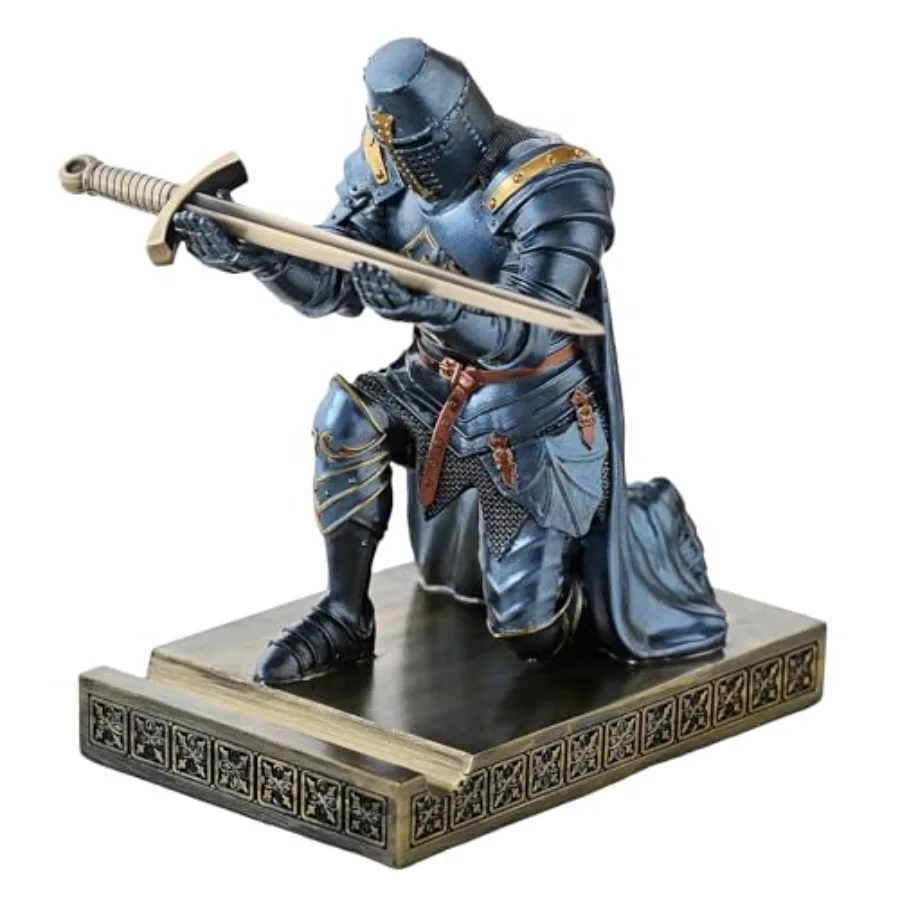 

Medieval Templar Vanguard Officer Knight Pen Holder Pen Stand Desk Organizers and Accessories Resin Mobile Phone Stand as Gift