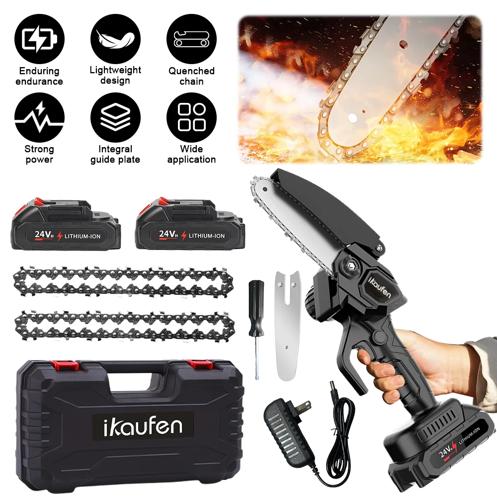 

PATUOPRO 4 Inch Brushless Mini Electric Saw Handheld Cordless Chain Saw Home Garden Logging Power Tools For Makita 24V Battery