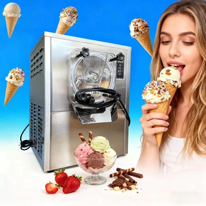 Commercial Automatic Batch Ice Cream/Soft Serve Ice Cream Maker with Hard Frozen Yogurt 3 Flavors Pre-Cooled Touch Screen