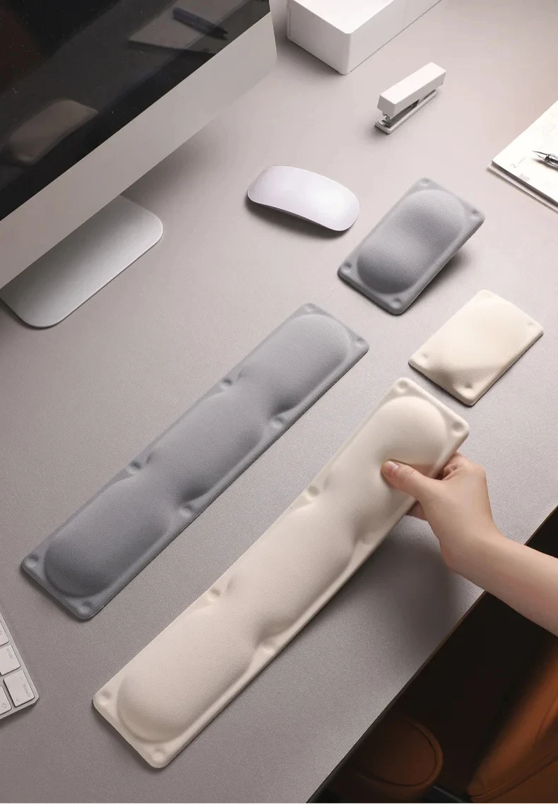 Hausdach-Silikon-Handgelenkauflage Mauspad Ergonomische Schreibtischunterlage für Büro und Gaming Weiß Grau 2 Formoptionen – Detail 6